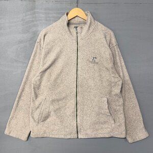 Vintage Polar Big Dogs Zip Up‎ Beige Fleece Sweater Medium